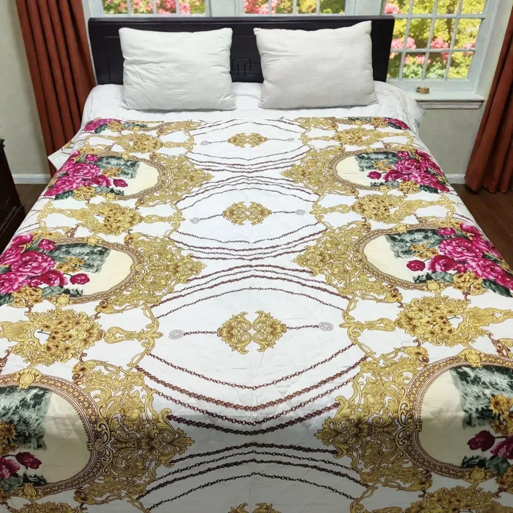 Premium 100% Cotton Twill AC Katha with Feather Touch Fiber (7.5 x 7 Feet)