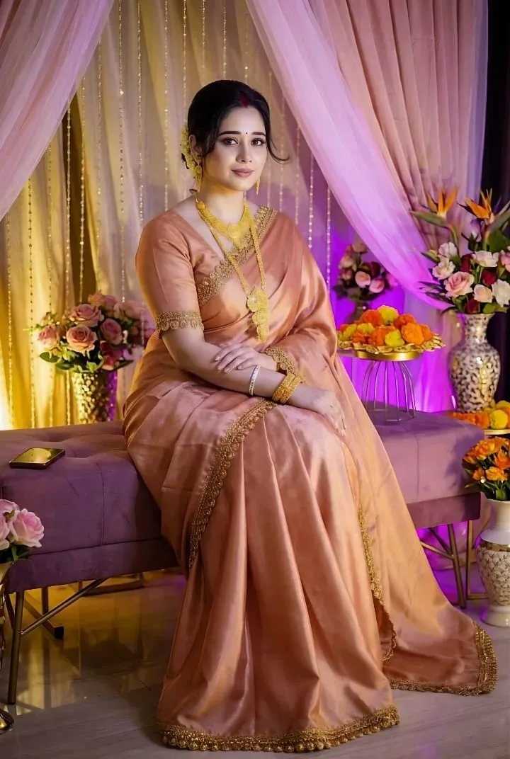 Exclusive Indian Tuba Lama Silk Saree (এক্সক্লুসিভ ইন্ডিয়ান তুবা লামাসিল্ক শাড়ি)