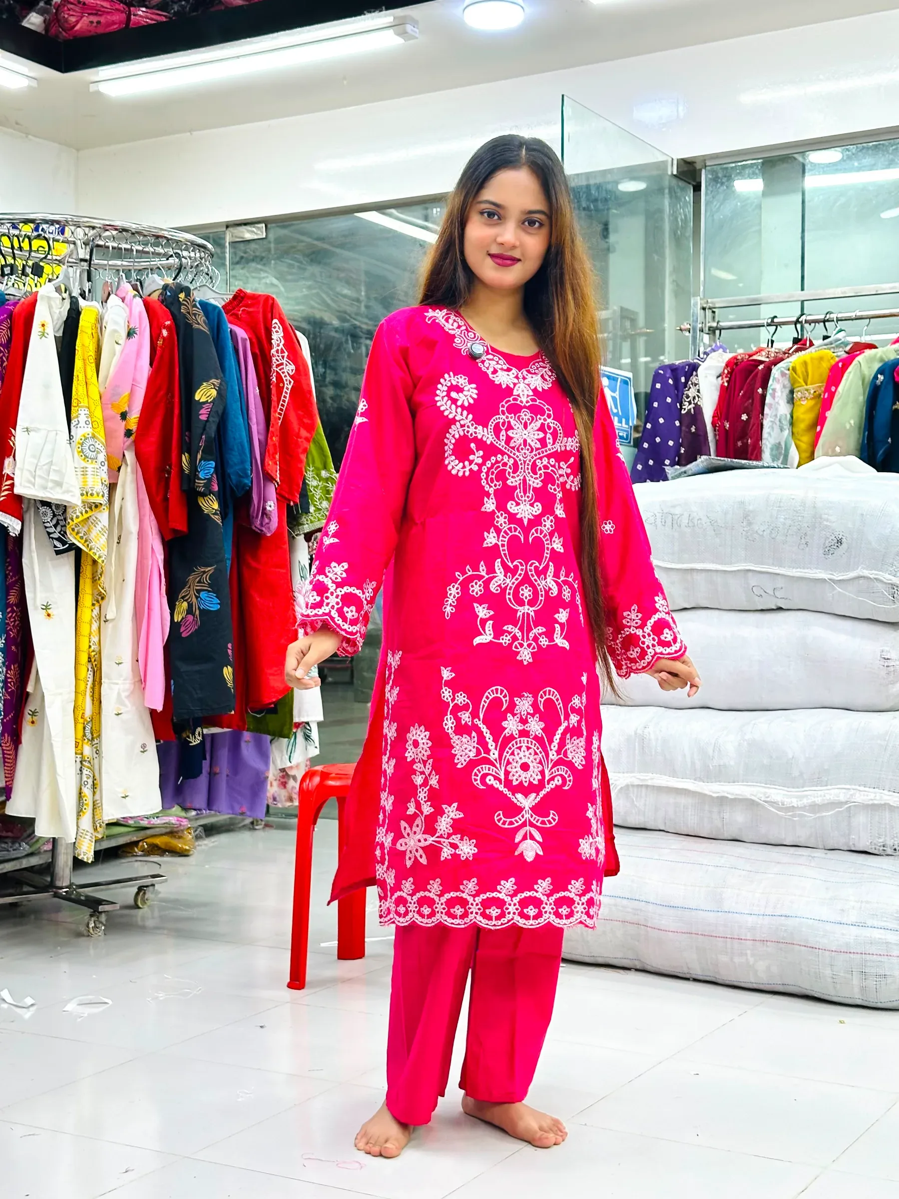 Unique Embroidered TC Cotton Co-Ord Set (Two-Piece)