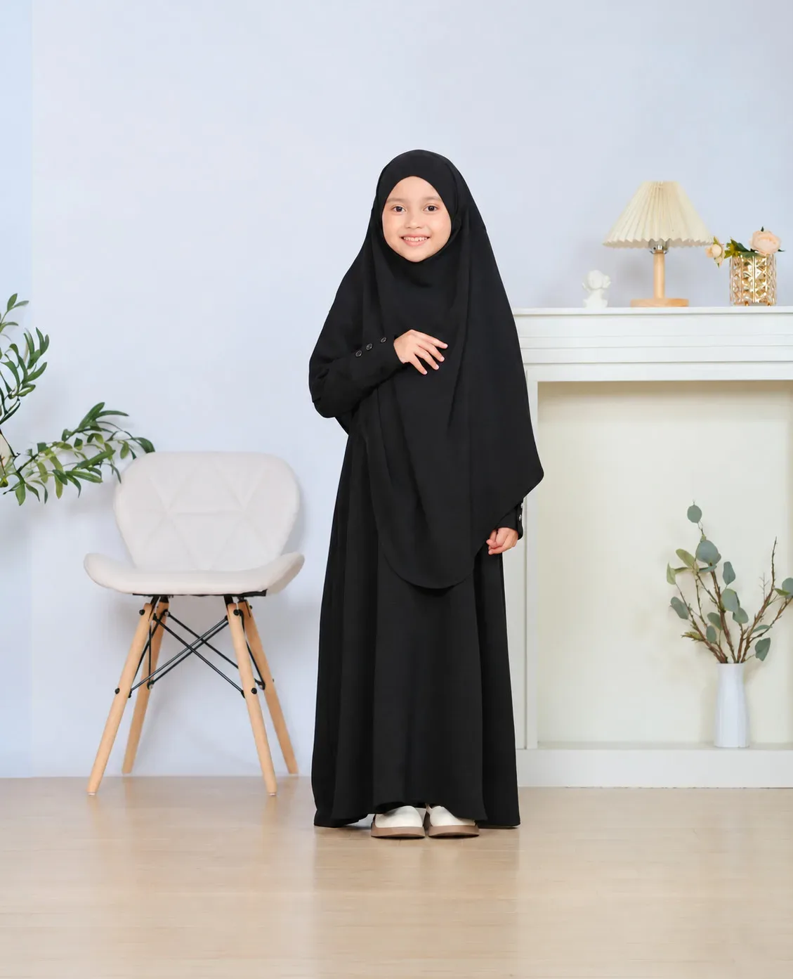 Kids Dubai Cherry Double Layer Hijab Borka Set (২-১৫ বছর বেবি বোতাম বোরকা)