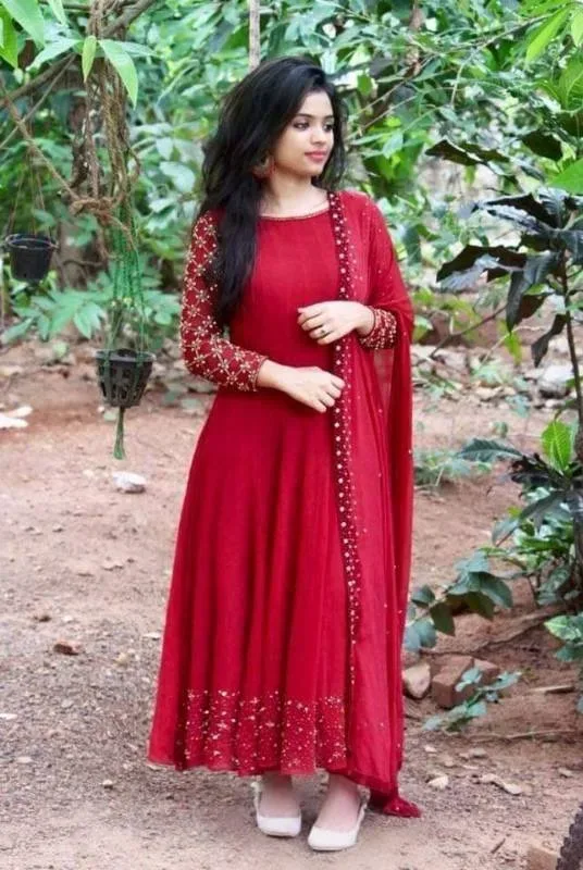 Georgette Designer Sequence Embroidery Salwar Kameez | জর্জেট ডিজাইনার সিকোয়েন্স এমব্রয়ডারি সালোয়ার কামিজ (গাউন স্টাইল)